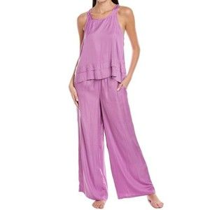 Natori Lilac Sleeveless Tiered Tank & Wide-Leg Pajama Set